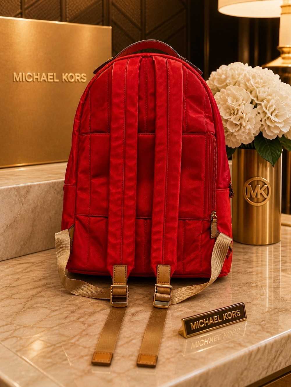 Michael Kors Red Nylon Backpack 16x16 - Picture 2 of 14